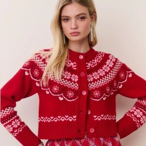 ❤️LoveShackFancy NWOT ❤️ Shantae Wool Fair Isle Cardigan